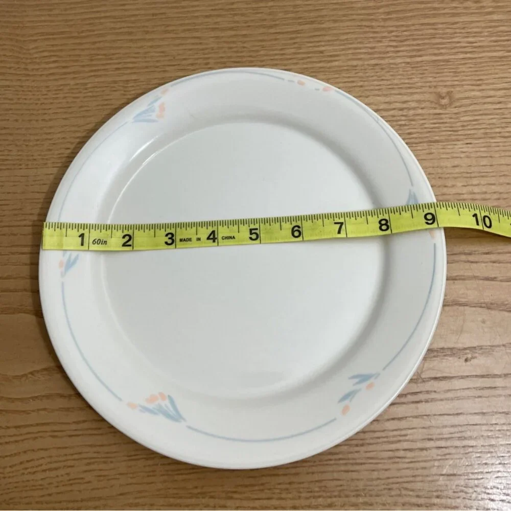 Vtg Corelle Windflower Sandstone 3 Luncheon Salad Appetizer Plates Peach Blue 9